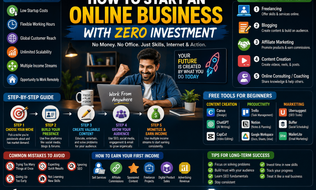 How to Start an Online Business with Zero Investment in 2026