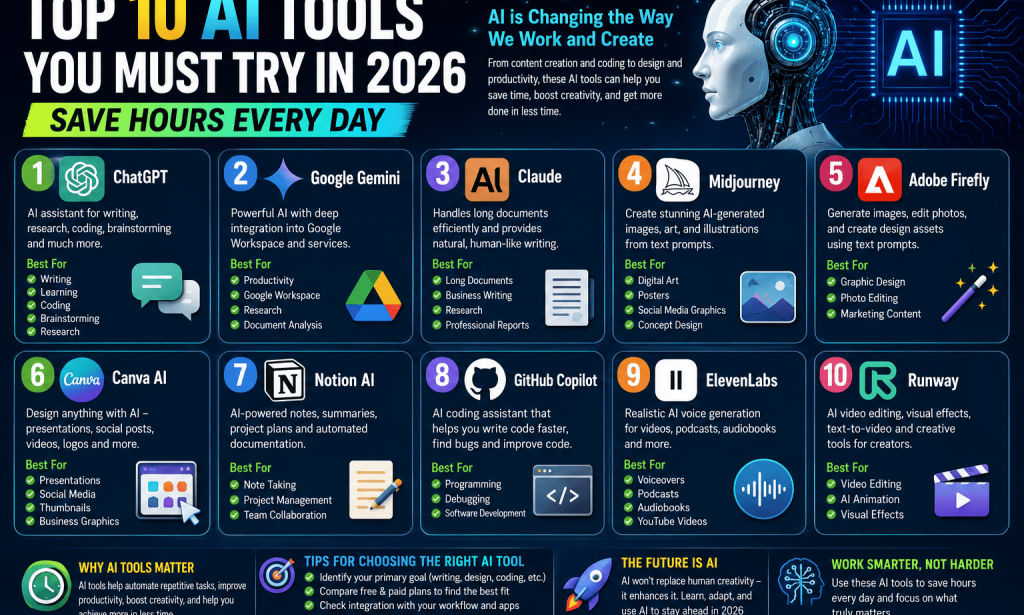 Top 10 AI Tools You Must Try in 2026 | Save Hours Every Day