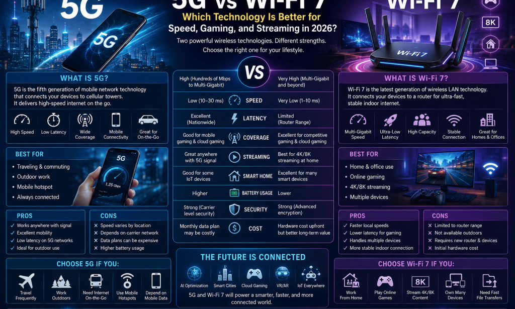 5G vs Wi-Fi 7: Which Technology Is Better for Speed, Gaming, and Streaming in 2026?