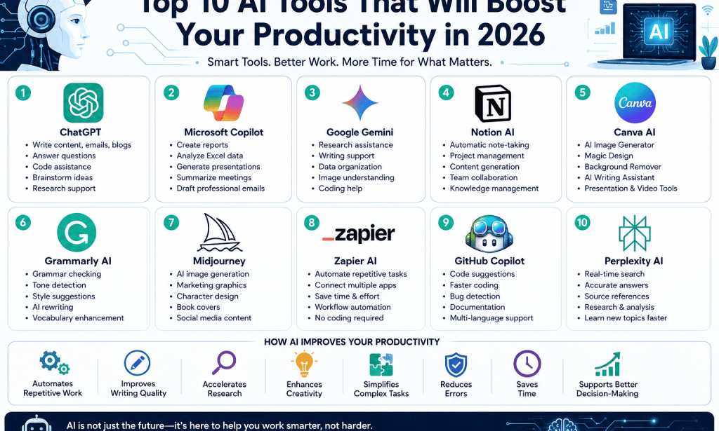 Top 10 AI Tools That Will Boost Your Productivity in 2026